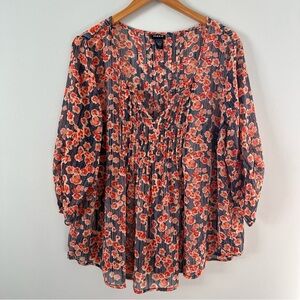 Torrid | floral chiffon pintuck rouched blouse